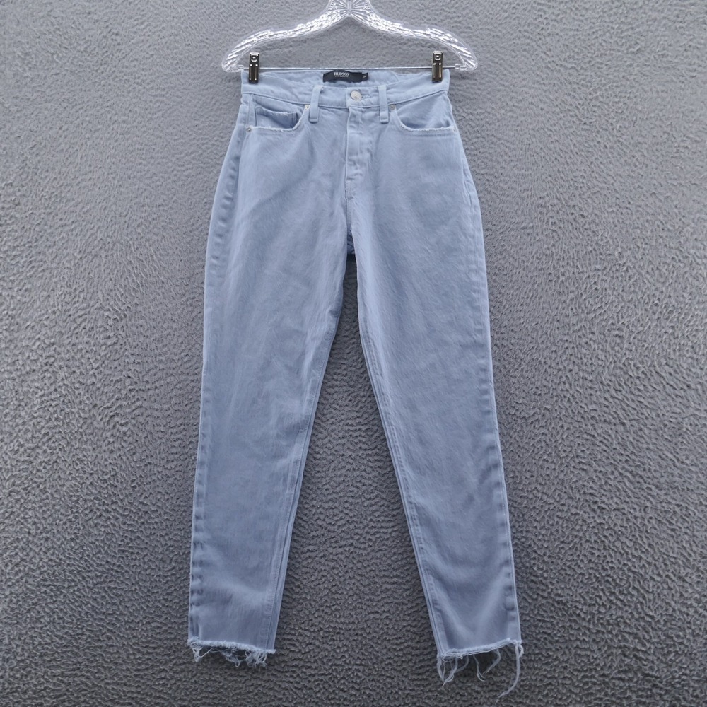 Hudson Los Angeles Womens High Rise Skinny Raw Hem Jeans Light Blue Size 25